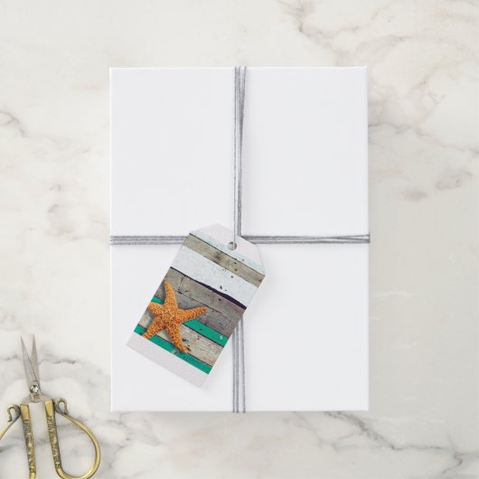 Étiquettes-cadeau Thème Plage Starfish Mariage Rustique (Avec de la ficelle)