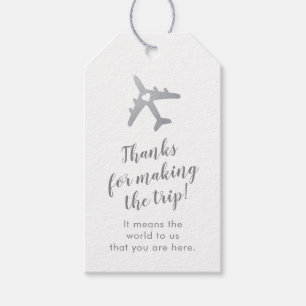 Étiquettes-cadeau Thème Voyage Argent Avion Destination Mariage