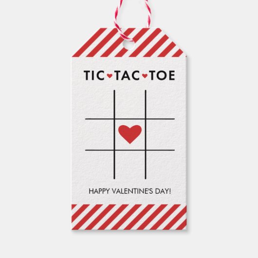 Étiquettes-cadeau Tic Tac Toe Valentine, École pour enfants (Devant)