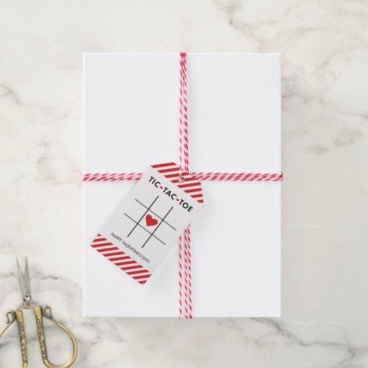 Étiquettes-cadeau Tic Tac Toe Valentine, École pour enfants (Avec de la ficelle)