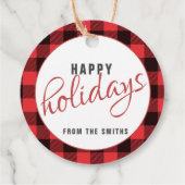 Étiquettes Cadeau Tidings of Joy | Plaid Buffalo | Cadeau de Noël (Dos)