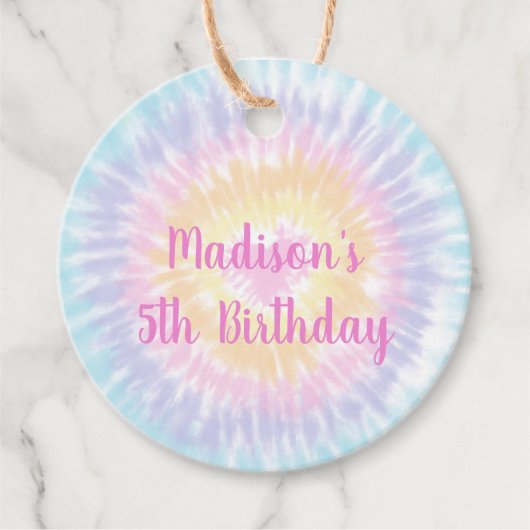 Étiquettes Cadeau Tie Dye Rainbow Boho Hippie Anniversaire Merci (Devant)