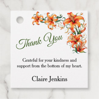 Étiquettes Cadeau Tiger Lily Merci personnalisable