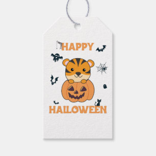 Étiquettes-cadeau Tigre En Citrouille Doux Tiger Joyeux Cadeau Hallo