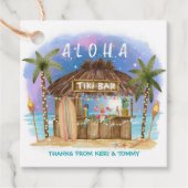 Étiquettes Cadeau Tiki Beach Bar Surf tropical et Merci de mer (Devant)