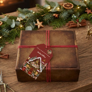 Étiquettes-cadeau Timbre de Pôle Nord personnalisé avec nom Noël