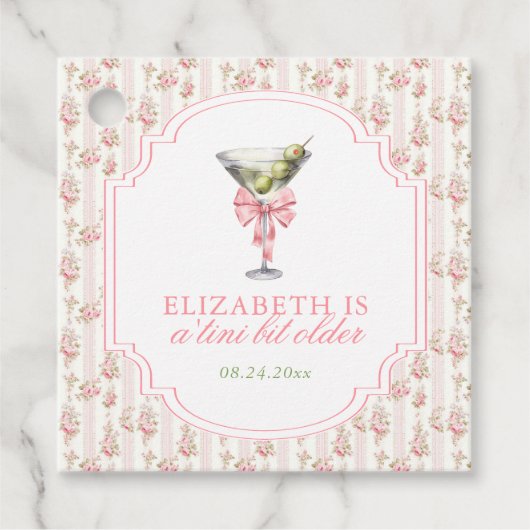 Étiquettes Cadeau 'Tini Bit Ancien Martini Coquette Anniversaire (Devant)