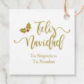 Étiquettes Cadeau Tipografía en Español Feliz Navidad con Acebo (Dos)