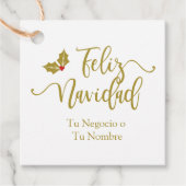Étiquettes Cadeau Tipografía en Español Feliz Navidad con Acebo (Devant)