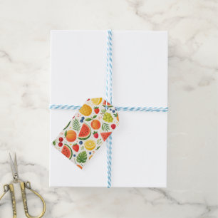 Étiquettes-cadeau Tissu à motif de fruits d'été Pastèque tropicale