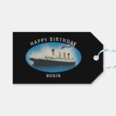 Étiquettes-cadeau Titanic Birthday Black RMS White Star Line Ship (Devant (Horizontal))