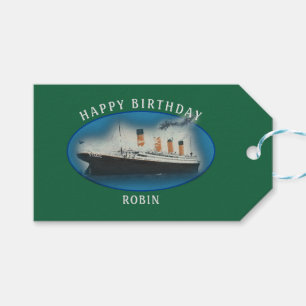 Étiquettes-cadeau Titanic Birthday Green RMS White Star Line Ship