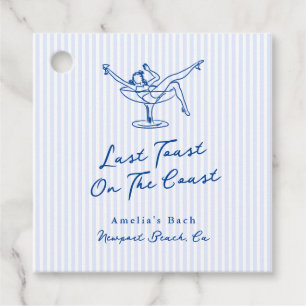Étiquettes Cadeau Toast Dernier bleu à main blanche tiré sur la côte