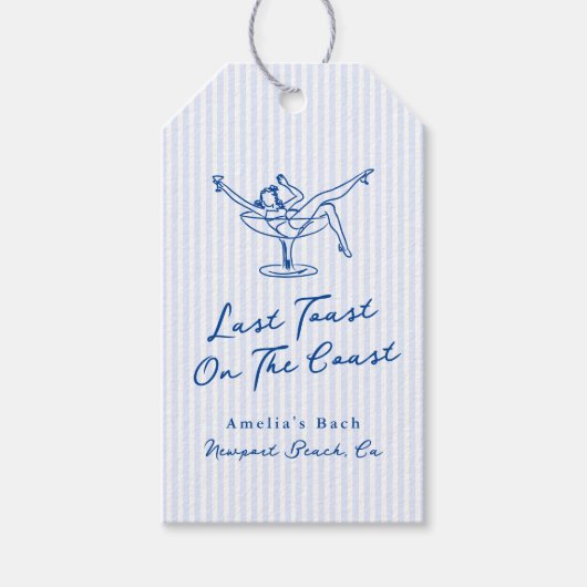 Étiquettes-cadeau Toast Dernier bleu à main blanche tiré sur la côte (Devant)