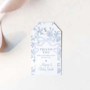 Étiquettes-cadeau Toile bleu clair et Baby shower en cou Favoriser