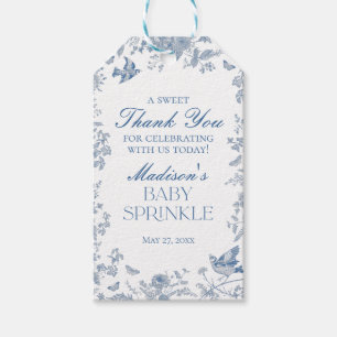 Étiquettes-cadeau Toile Bleue De Jouy Baby Sprinkle Faveurs