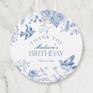 Étiquettes Cadeau Toile Bleue De Jouy Vintage Floral Anniversaire