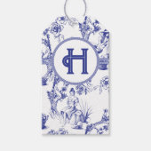 Étiquettes-cadeau Toile bleue et blanche (Devant)