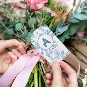 Étiquettes-cadeau Toile bleue et blanche de Jouy Fête des mariées