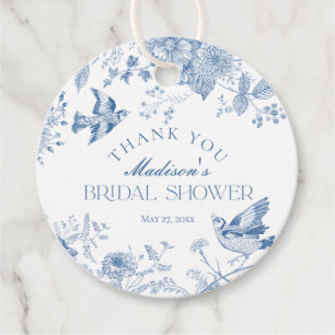 Étiquettes Cadeau Toile de Jouy Bleue Fleurie Cadeau de Mariage pour