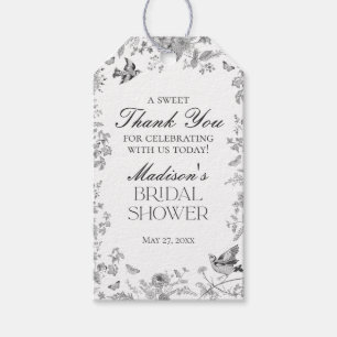 Étiquettes-cadeau Toile Noire De Jouy Fête des mariées Florale Favor
