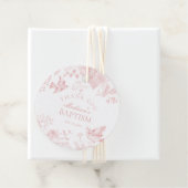 Étiquettes Cadeau Toile Rose De Jouy Baptême Floral Favoriser (En situation)