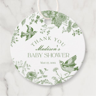 Étiquettes Cadeau Toile Verte Jouy Vintage Baby shower Floral Favori