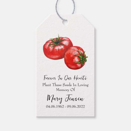 Étiquettes-cadeau Tomato Seed Packet Memorial Funérailles (Devant)