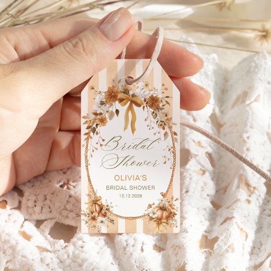 Étiquettes-cadeau Tomber dans l'amour Citrouille Merci de Fête des m