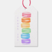 Étiquettes-cadeau topsy turvy rainbow macarons merci (Devant)