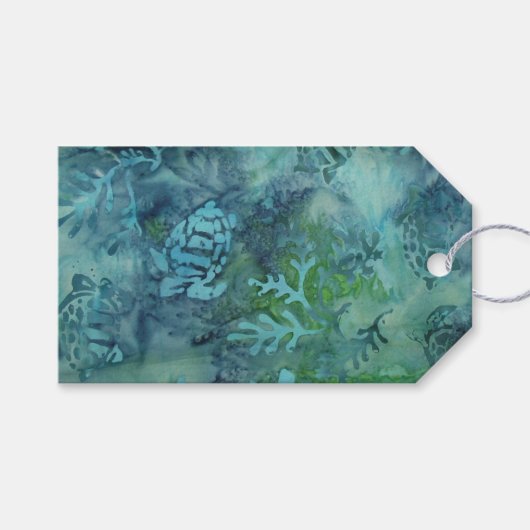 Étiquettes-cadeau Tortue de mer Batik (Devant (Horizontal))