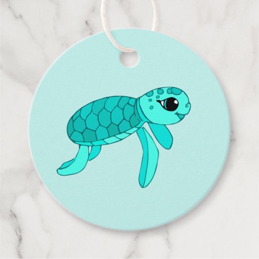 Étiquettes Cadeau Tortue de mer cool Turtley (Devant)