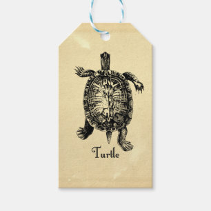 Étiquettes-cadeau TORTUE vintage