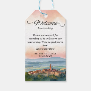 Étiquettes-cadeau TOSCANE Italie Photo de la skyline à l'aquarelle M