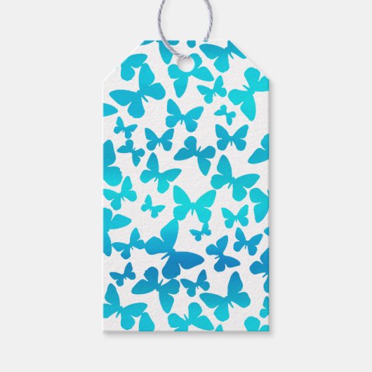 Étiquettes-cadeau Toss papillon (Turquoise) (Devant)