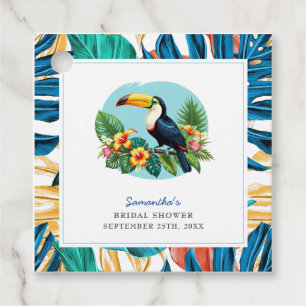 Étiquettes Cadeau Toucan Réception de Mariage Été Forêt Tropicale