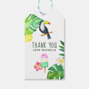 Étiquettes-cadeau Toucan Tropical Watercolor Summer Party