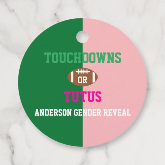 Étiquettes Cadeau Touchdowns ou Tutus Genre Reveal (Dos)