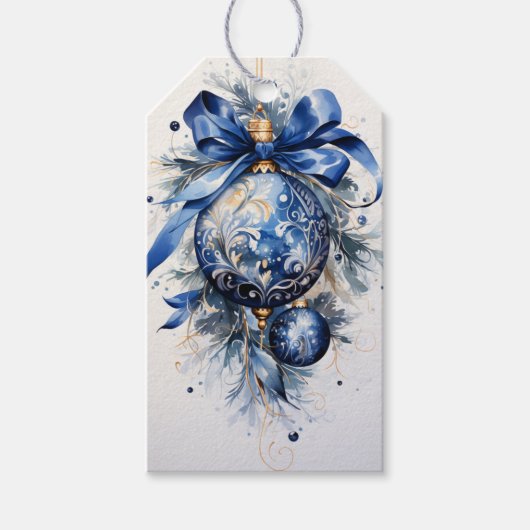 Étiquettes-cadeau Touche d'opulence : Tons de bleu (Devant)