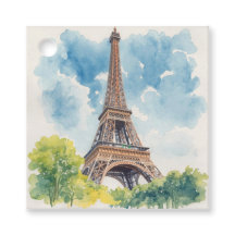 Tour Eiffel Aquarelle Paris France Peint