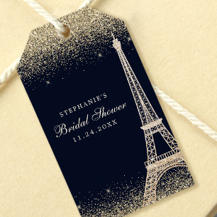 Étiquettes-cadeau Tour Eiffel de Paris Mariage Doré Étincelant