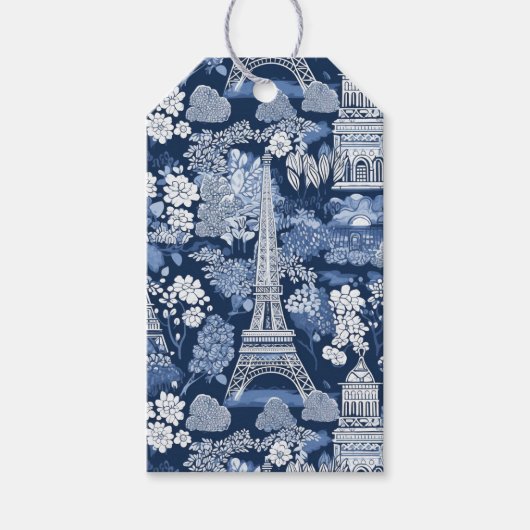 Étiquettes-cadeau Tour Eiffel Paris complexe Toile Bleue (Devant)