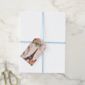 Étiquettes-cadeau Tour Eiffel Rose Rouge Roses Français Script (Avec de laficelle)