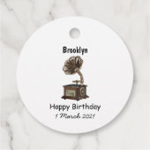 Étiquettes Cadeau Tourne-disque dessin animé (Dos)