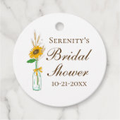 Étiquettes Cadeau Tournesol d'automne Rustique Jaune Fête des mariée (Devant)