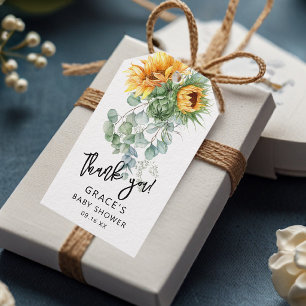 Étiquettes-cadeau Tournesol Eucalyptus Baby shower vert Favoriser
