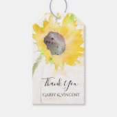 Étiquettes-cadeau Tournesol Jaune sur Mariage couleur eau blanche (Devant)