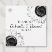 Étiquettes Cadeau Tournesol noir et blanc (Devant)