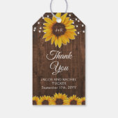 Étiquettes-cadeau Tournesol rustique Lights Mariage Merci (Dos)