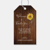 Étiquettes-cadeau Tournesol rustique sur mariage de bois (Devant)